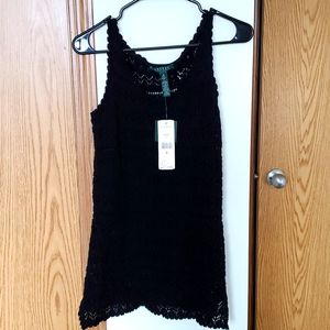 Ralph Laren black long knitted tank top, never worn, XS, fits tiny ladies